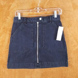 BDG Womens Skirt Small Black Wash Mini Jean Denim Zip Up URBAN OUTFITTERS